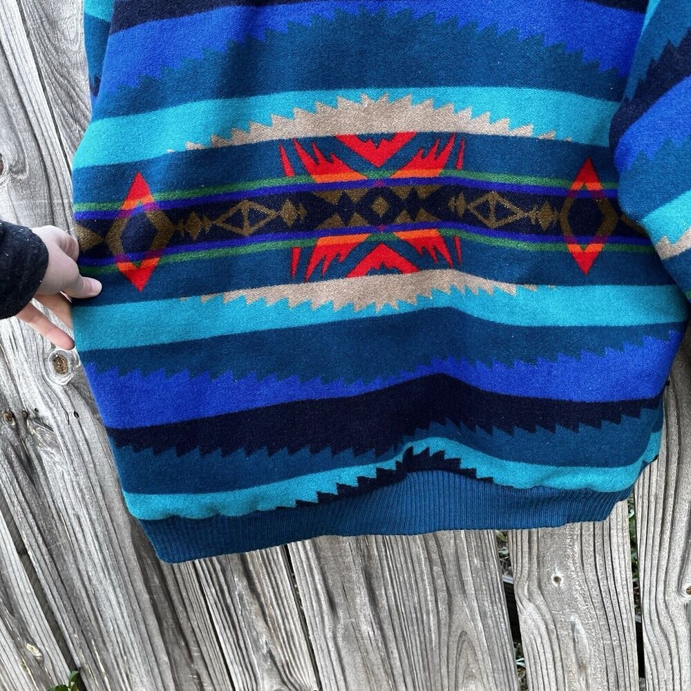Pendleton Blue and Red Patterned Bomber Jacket - Picture 13 of 16